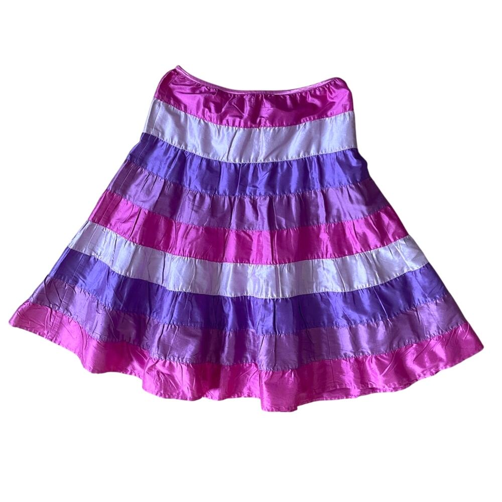 James Perse Striped Silk Stripe Skirt in Pink & Purple Size 1/ Small